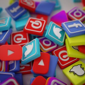 Pile of 3D Popular Social Media Logos